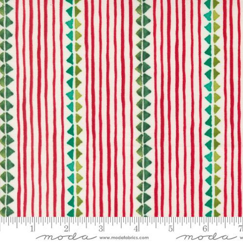 Red & Green Stripe on Cream Ribbon Stripes Winterly