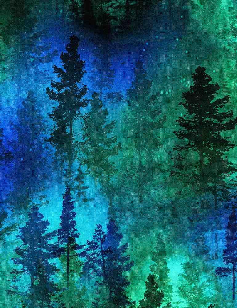 108" Forest Trees Blue Greens