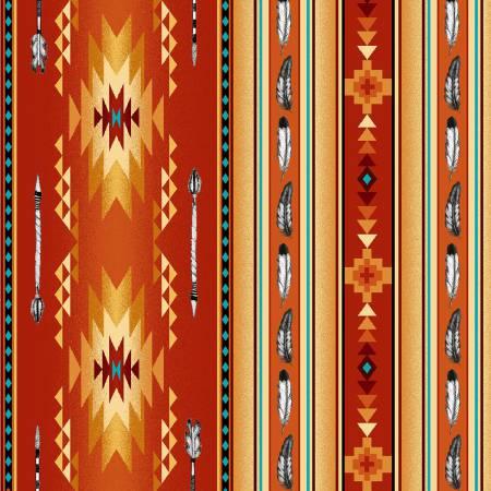 Terracotta SW Blanket Stripe w Arrows & Feathers