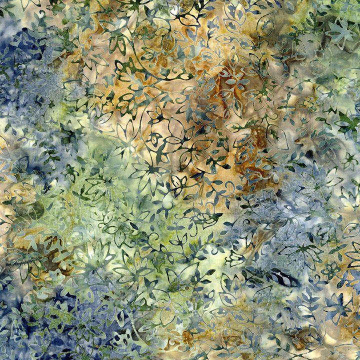 Blue Green & Tan Mini Floral