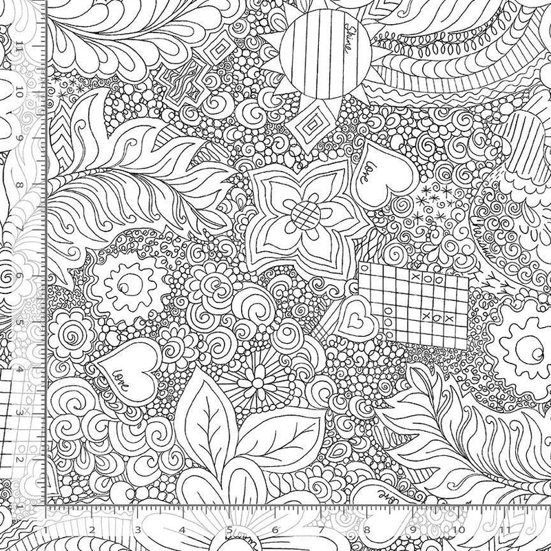 108" Doodle Floral Black & White