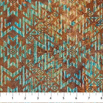 108" Teal on Brown Native Design, Wide Back