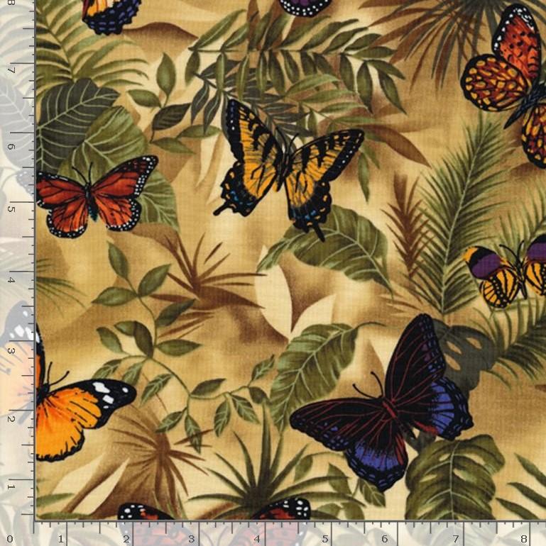 Butterflies in leaves on tan