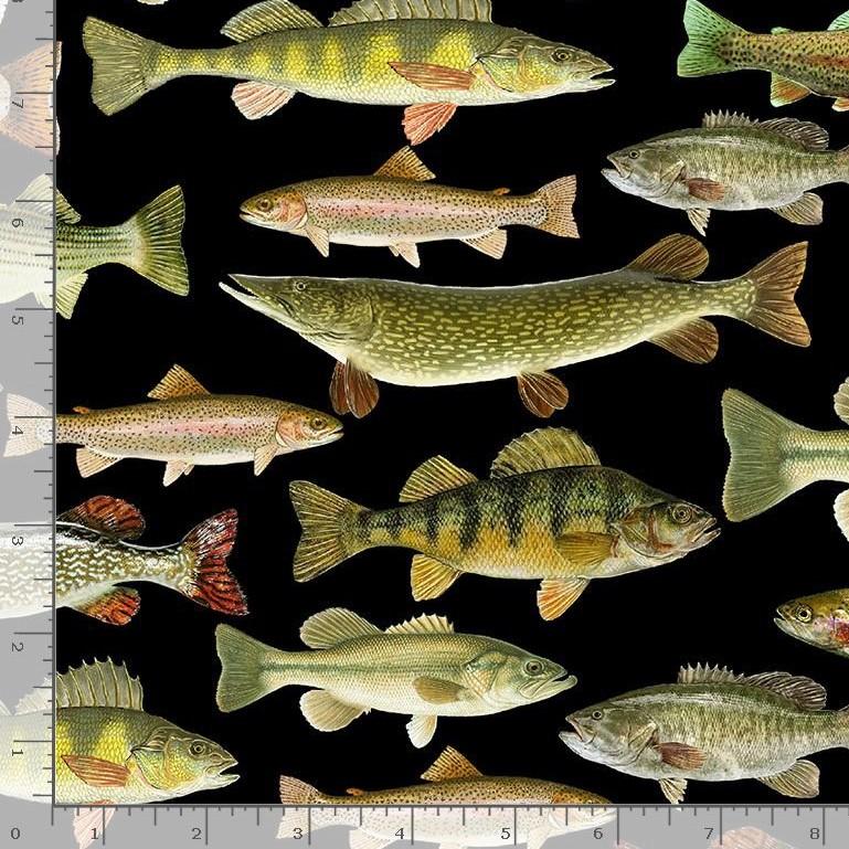 Fish Swimming on Blue
