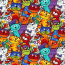 Colorful Cartoon Cats Stacked