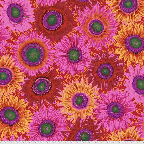 Kaffe Pink Orange Red Sunflower Van Gogh, Red
