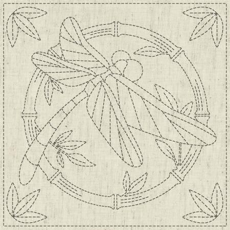 Sashiko Cloth Summertime Panel Dragonfly