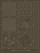 Sashiko Coaster 3, Slate 6 designs on gray