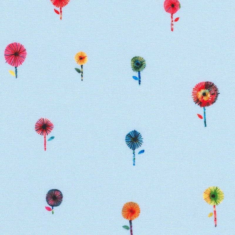 Dandelion Flowers on Blue