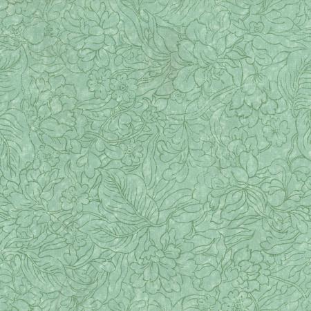 Medium Mint Green w Leaves Line Drawn Outline