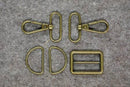 Antique Gold or Bronze 1-1/4" Wide Hardware Bag Strap 5pc
