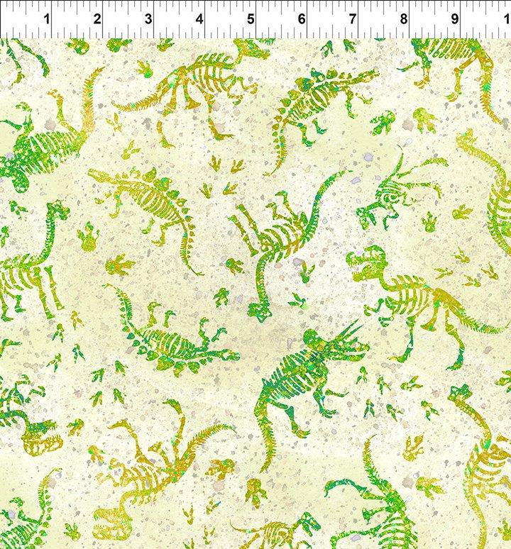 Dinosaur Fossils on Lime Green
