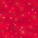 Laurel Burch Basic Hearts Red Gold Metallic