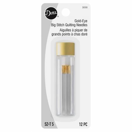 Dritz Big Stitch Quilting Needles Sz/T5 Gold Eye