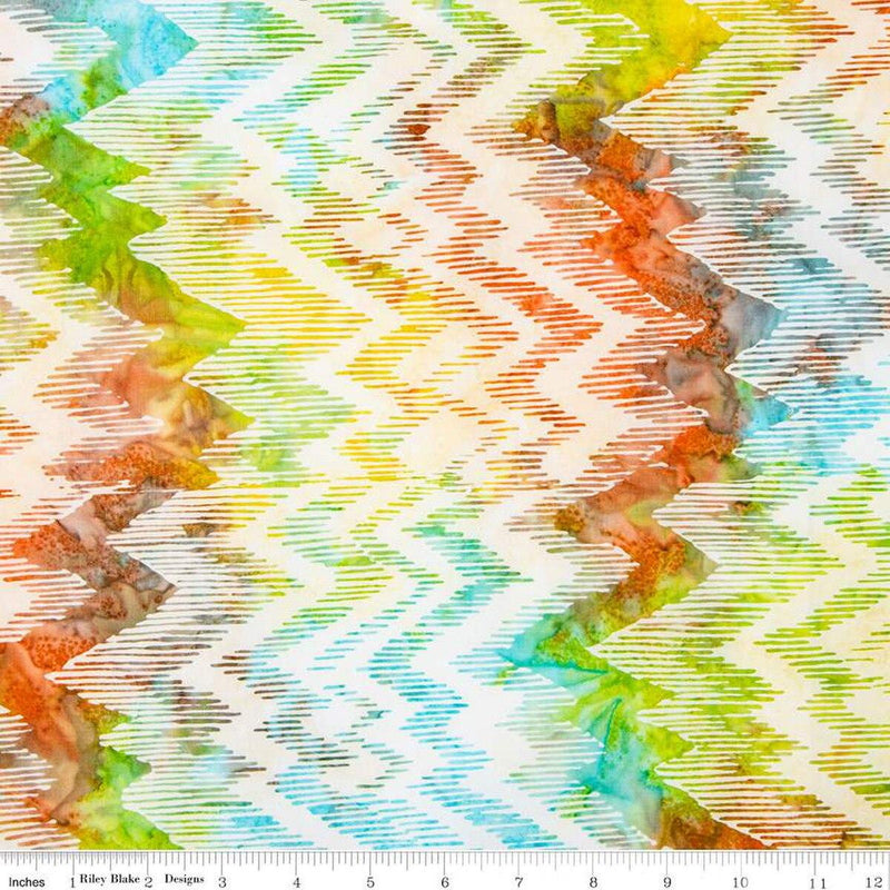 Batik Zig Zag on Cream Pastels Multi