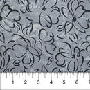 Batiks Gray w Lined Flowers