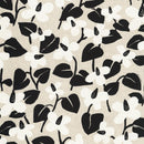 Black & White Florals on Tan Cotton Flax Prints