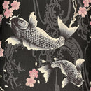Black w Gray Koi Pink Blossoms