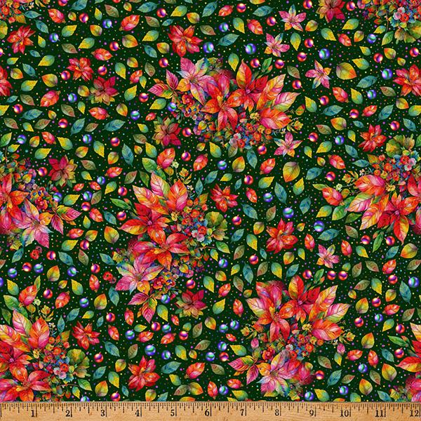 Black w Multi Leaves & Flowers