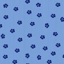 Blue Flowers & Petite Stripes, Bright Blue w Navy Flowers