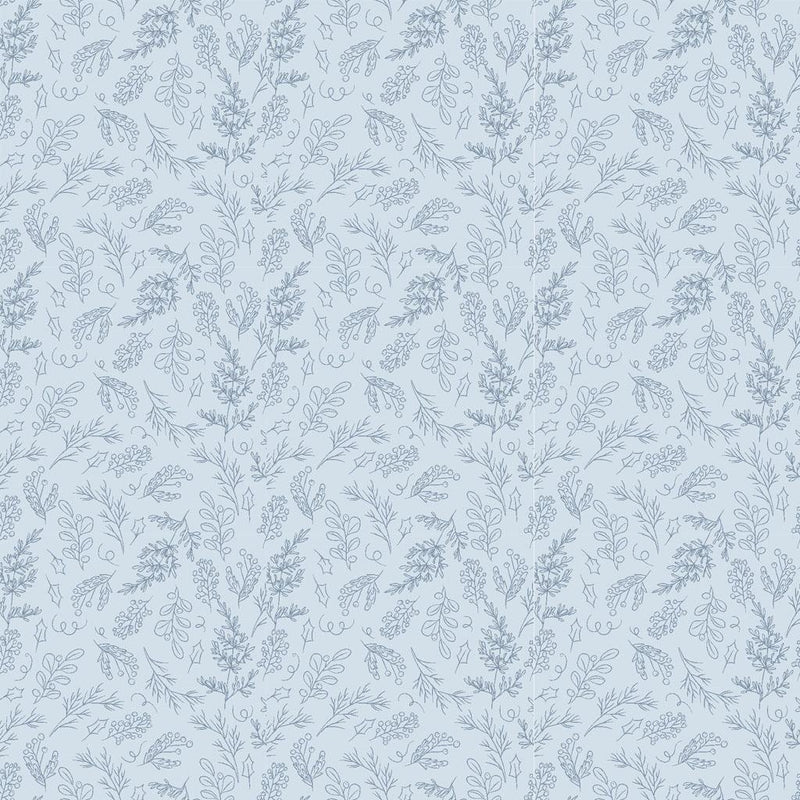 Blue w Mini Foliage, Leaves, Sprigs