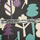 Canvas Black w Teal Purple White Abstract Flowers Trees