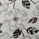Canvas Tan w Black Brown Flowers & Leaves