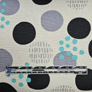 Canvas Tan w Teal Gray Black Circles & Dots