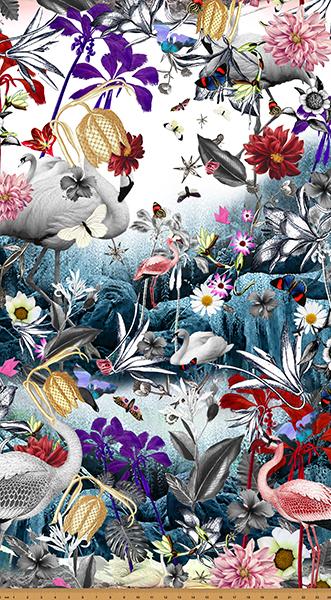 Concrete Jungle Animals & Bugs w Waterfall & Rocks & Flamingo