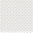 Cream with red and blue stars in alternating rows with tiny blue dots creating a grid