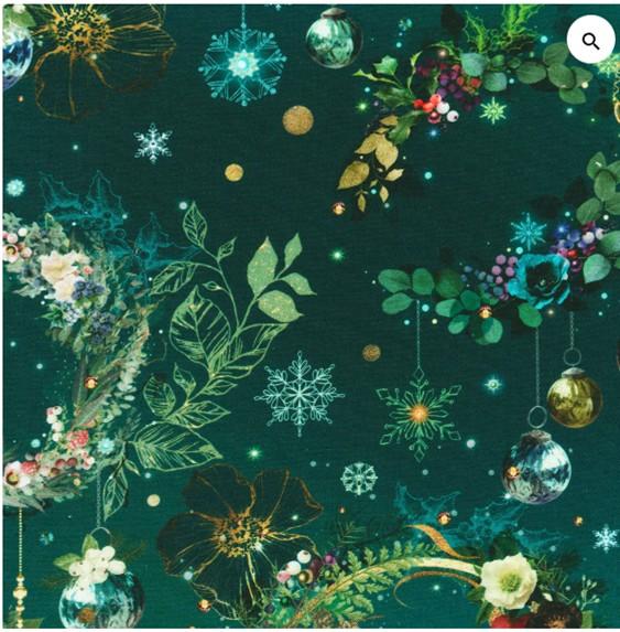 Dark emerald/ornaments/wreaths,  Merriment Green teal