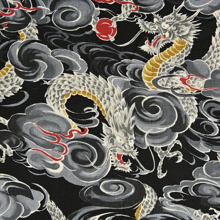 Dragons & Clouds on Blue w hint of Red and Gold
