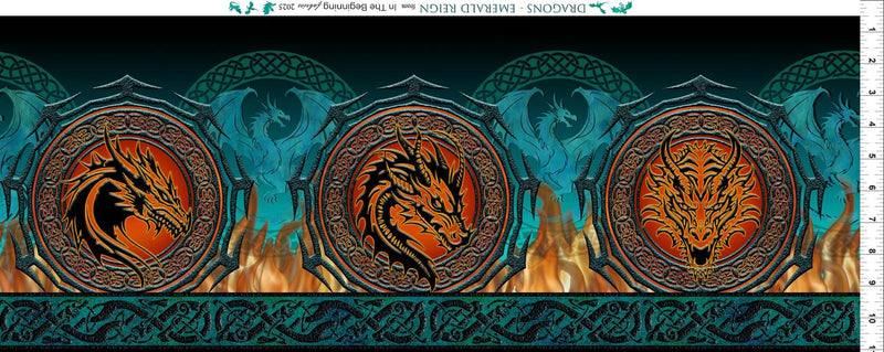 Dragons Emerald Border Print