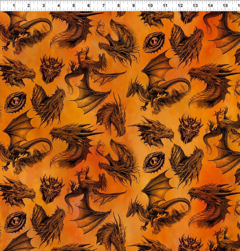 Dragons Etching in Orange