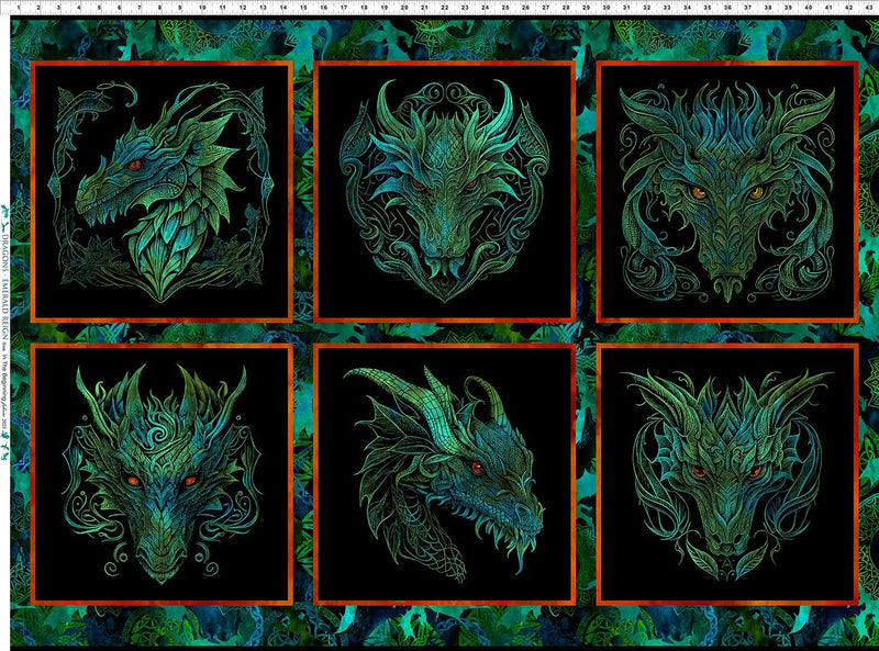 Dragons in Green by Yenter Small Panel