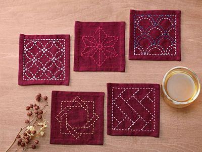 Sashiko Coaster Collection Red