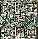 Black & Cream w Teal Turtles Geometric Native Designs
