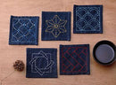 Sashiko Coaster Collectn Navy