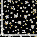Tossed Small Daisies on Black