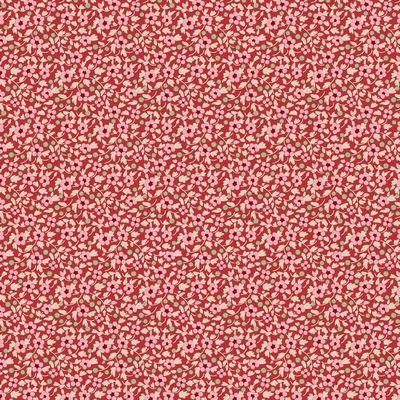 Mini Pink Flowers on Red
