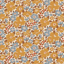 Tan & Blue Flowers on Cream
