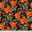 Papaver Orange Floral On Black