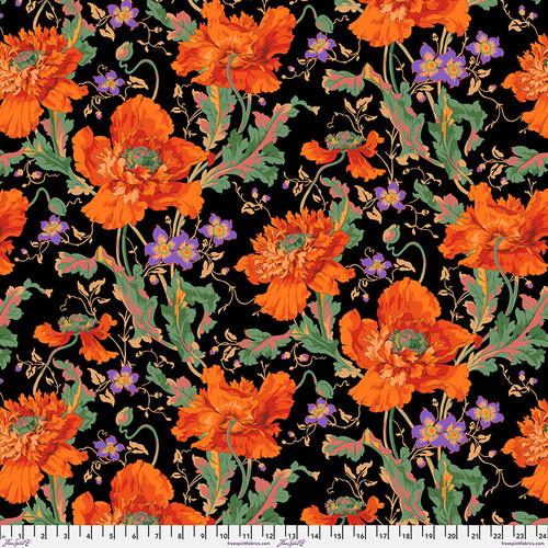 Papaver Orange Floral On Black