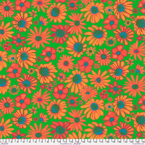 Orange Blue Green Flowers on Orange Bloomers