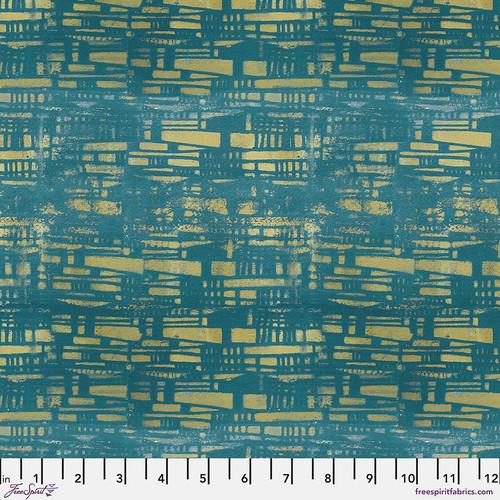 Teal w Abstract Yellow Rectang