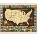 National Park USA Map/ stamps rectangle border stamps 36 x 43"