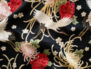 Black w Cream Cranes Red Flowers