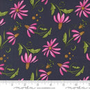 Navy w Fuschia Flowers & Leafs