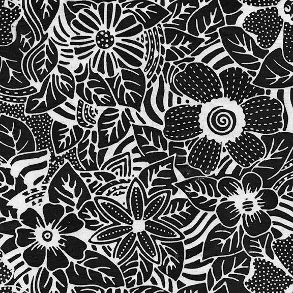 Batik Black & White Florals