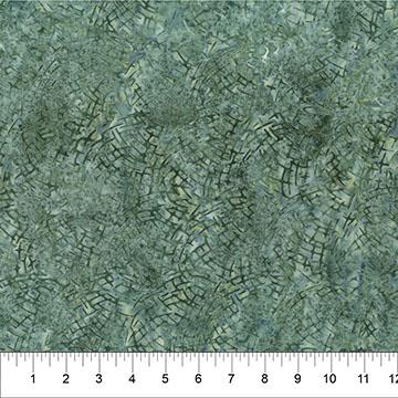 Batik Med Green w Wave Grid